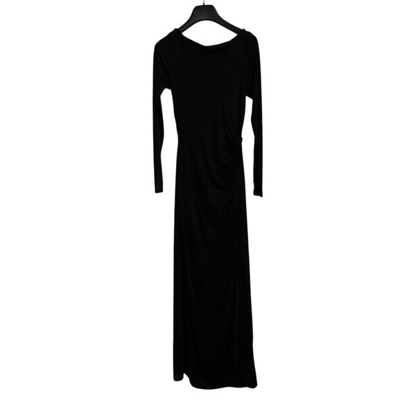 Significant Other Bambi Long Sleeve Cut Out Back Ruched Black Maxi Dress Size 4 - Picture 14 of 15